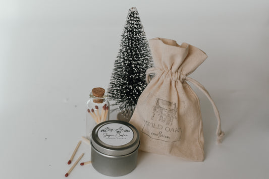 Mini Holiday Tin Candle & Matches Set